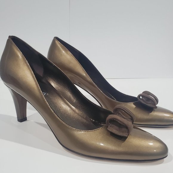 NIB ✅ PREVATA Italian Leather Heel Shoes 9 Taupe  ✨ NEW WITH BOX - Picture 4 of 14